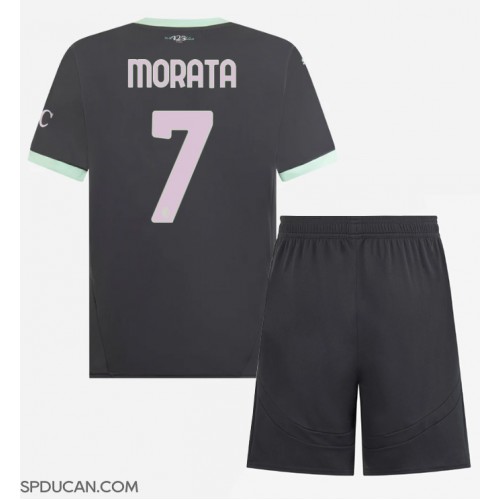 Dječji Nogometni Dres AC Milan Alvaro Morata #7 Rezervni 2024-25 Kratak Rukav (+ Kratke hlače)